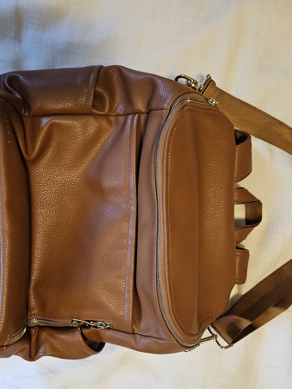 Azaria Brown Leather Backpack - Diaper Bag Large
